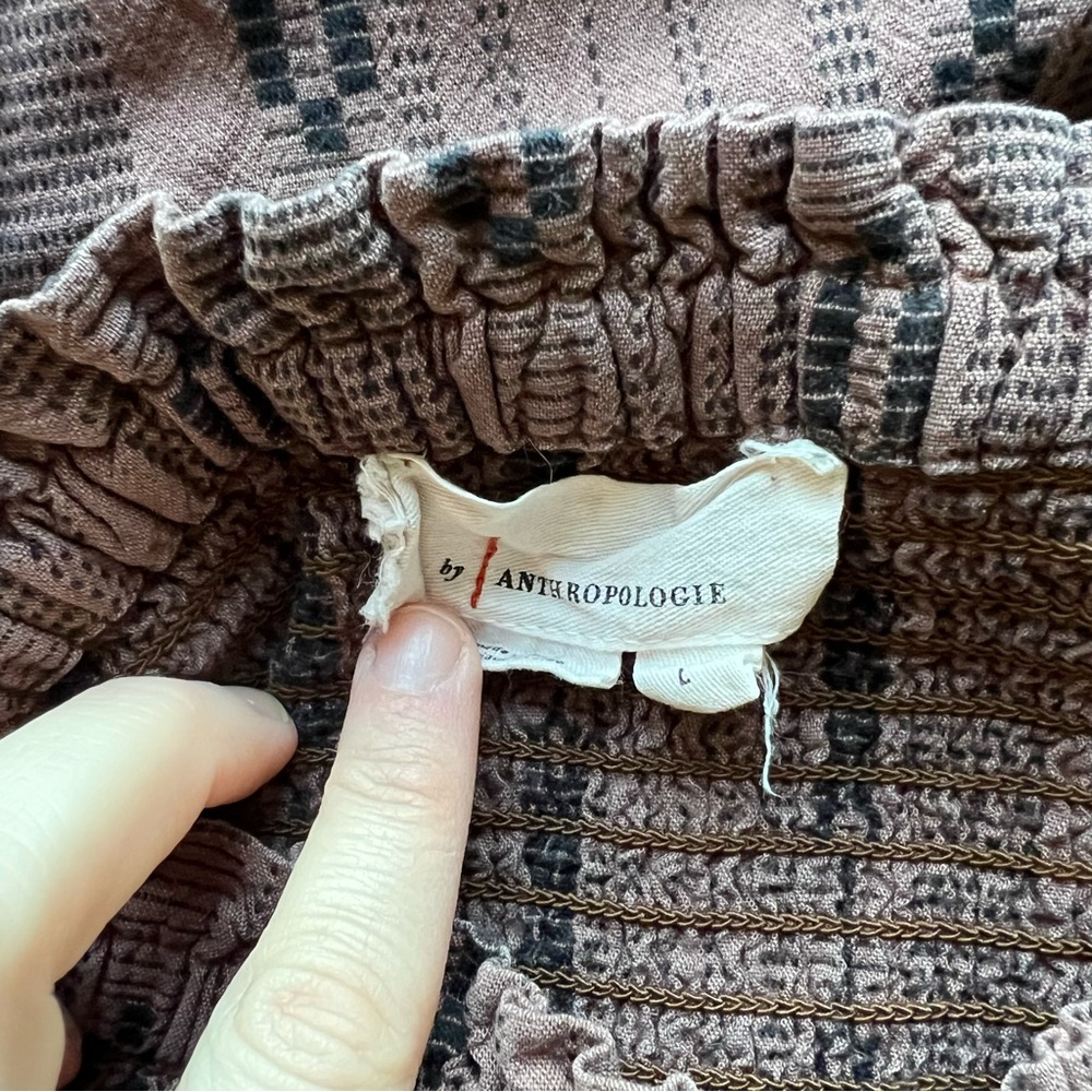 By Anthropologie Balloon-Leg Jumpsuit - Brown Pattern. Tore Out Itchy Tag😀 - Picture 7 of 9